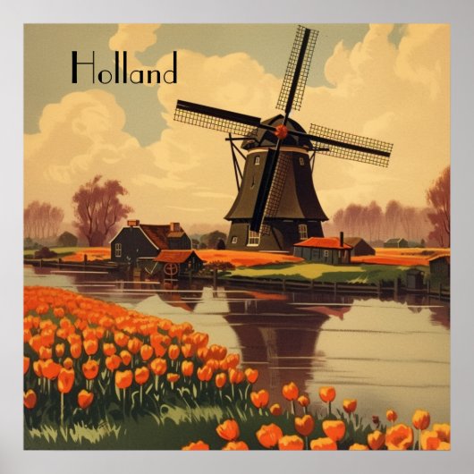 Oude reisposter van Holland, aanpasbaar Poster (Voorkant)