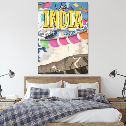 Oude reisposter van India Canvas Afdruk (Insitu (Slaapkamer))