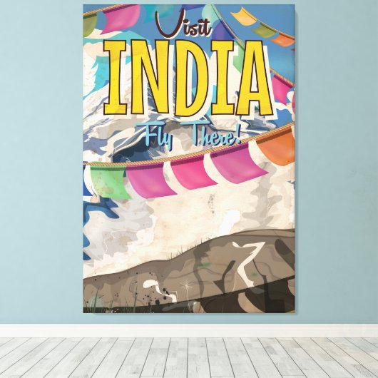 Oude reisposter van India Canvas Afdruk (Insitu (Houten vloer))