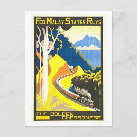 Oude reisposter van Malay Railways Briefkaart (Voorkant)