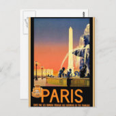 Oude reisposter van Parijs Briefkaart (Voorkant / Achterkant)