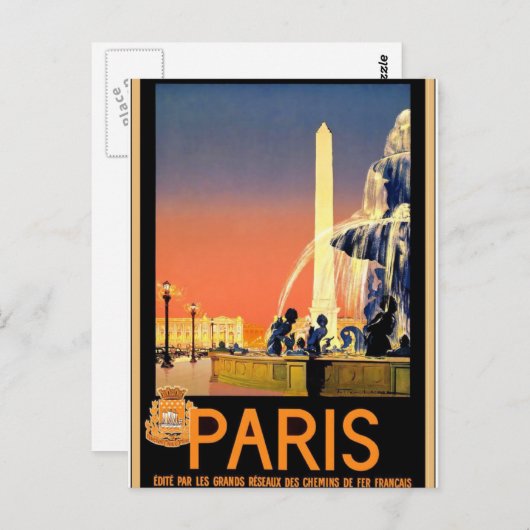 Oude reisposter van Parijs Briefkaart (Voorkant / Achterkant)