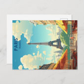 oude reisposter van Parijs Briefkaart (Voorkant / Achterkant)