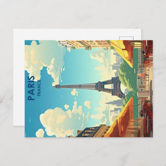 oude reisposter van Parijs Briefkaart (Voorkant / Achterkant)