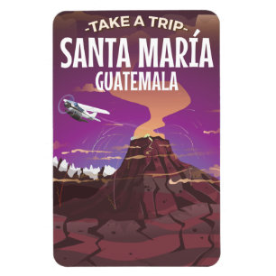 Oude reisposter van Santa María Guatemala. Magneet