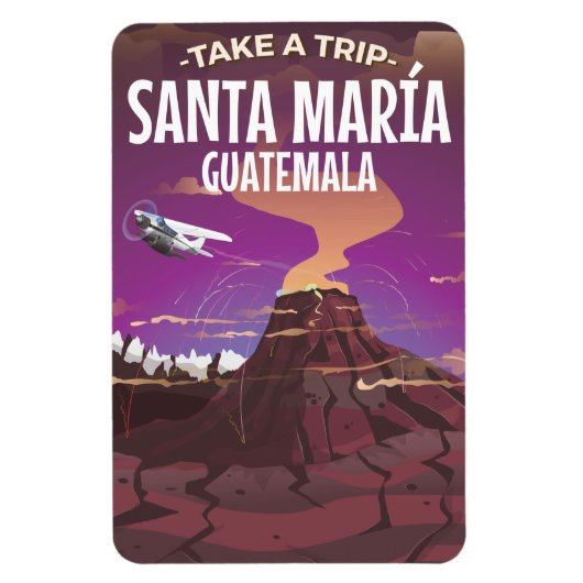 Oude reisposter van Santa María Guatemala. Magneet (Verticaal)