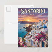 Oude Reisposter van Santorini Briefkaart (Voorkant / Achterkant)