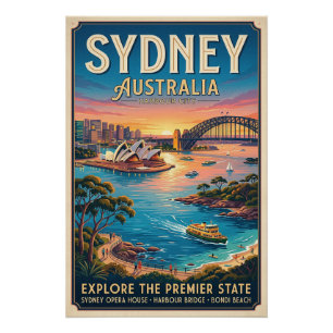 Oude reisposter van Sydney Australië Perfect Poster
