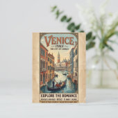 Oude reisposter van Venetië Italië Briefkaart (Staand voorkant)