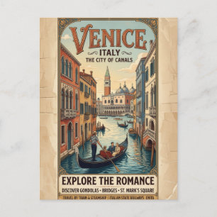 Oude reisposter van Venetië Italië Briefkaart