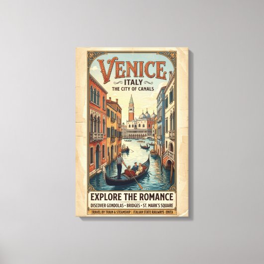 Oude reisposter van Venetië Italië Canvas Afdruk (Voorkant)