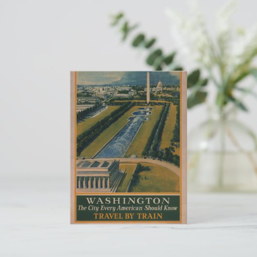 Oude Reisposter van Washington DC Briefkaart (Staand voorkant)