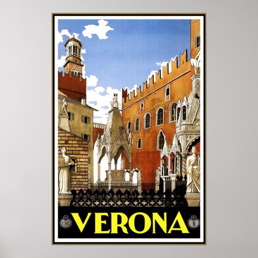 Oude Reisposter Verona Reizen Italië Poster (Voorkant)