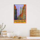 Oude reisposter Vijfde Avenue New York Poster (Keuken)