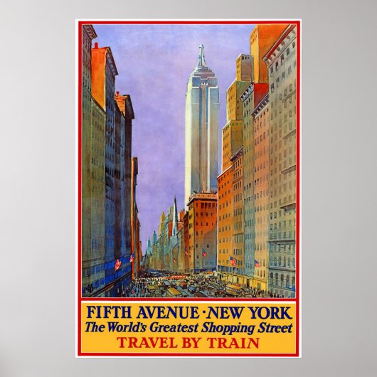 Oude reisposter Vijfde Avenue New York Poster (Voorkant)