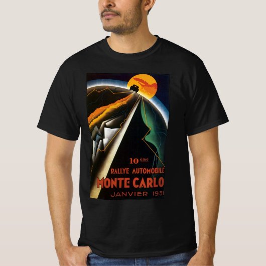 Oude Reisposter voor Monte Carlo Auto Rally T-shirt (Voorkant)