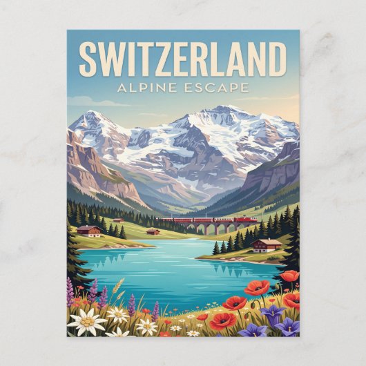 Oude Reisposter | Zwitserland Briefkaart (Voorkant)