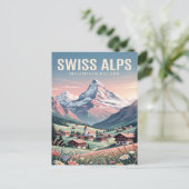 Oude Reisposter | Zwitserse Alpen Briefkaart (Staand voorkant)