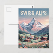 Oude Reisposter | Zwitserse Alpen Briefkaart (Voorkant / Achterkant)