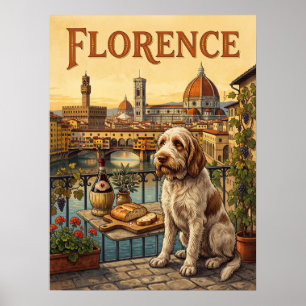 Oude Reisposters Florence Italië Hond Duomo Poster