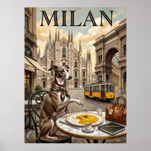 Oude Reisposters Milaan Italië Hond Poster