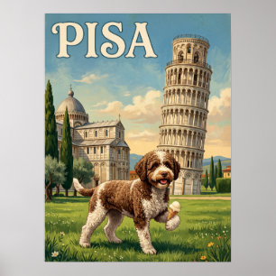 Oude Reisposters Pisa Italië Scheve Toren Hond Poster