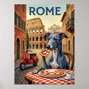 Oude Reisposters Rome Italië Hond Pizza Poster