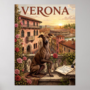 Oude Reisposters Verona Italië Hond Romantiek Poster