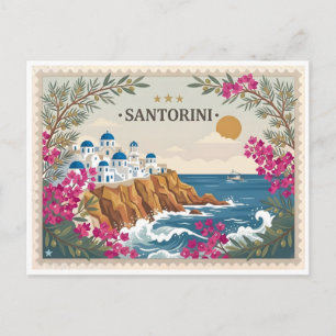 Oude Reisprentkaart Santorini Griekenland Briefkaart