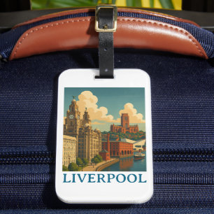 Oude reisstad Liverpool Engeland uitzicht Bagagelabel