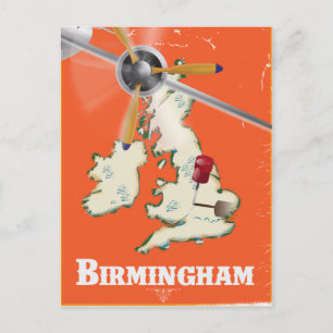 Oude reizenposter Birmingham Briefkaart
