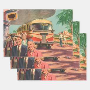 Oude reizigers op vakantie bij het busstation inpakpapier vel