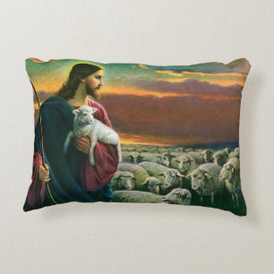 Oude Religie, Christus Goede Herder met Kudde Accent Kussen