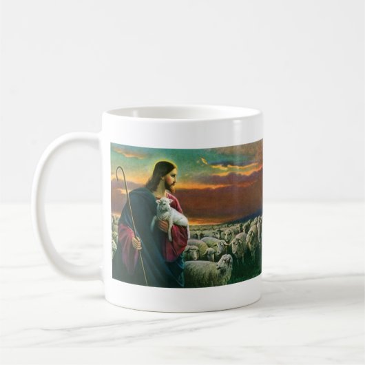Oude Religie, Christus Goede Herder met Kudde Koffiemok (Links)
