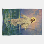 Oude Religie, Jezus Christus loopt op water Theedoek (Horizontaal)