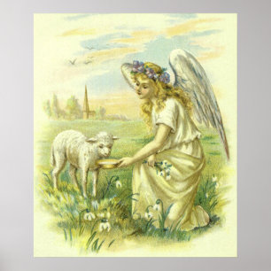 Oude Religie, Victoriaanse Paasengel met Lam Poster