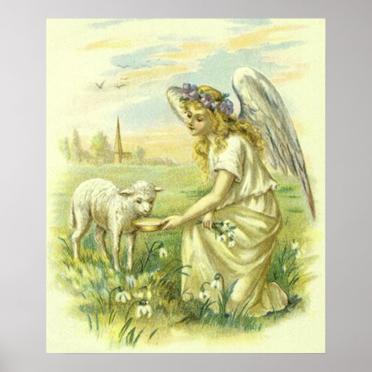 Oude Religie, Victoriaanse Paasengel met Lam Poster (Voorkant)
