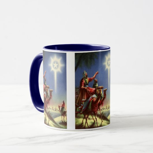 Oude religie, wijze mannen met ster van Bethlehem Mok (Voorkant links)