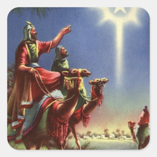 Oude religie, Wijzen met Ster van Bethlehem Vierkante Sticker (Voorkant)