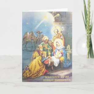 Oude religieuze Poolse kerstkaart Kaart