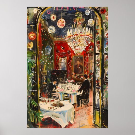 Oude restauranterinterieurprint Elegant diner Poster (Voorkant)