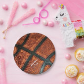 Oude Retro Basketball Patroon met naam Papieren Bordje (Feest)
