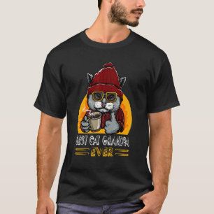 Oude Retro Beste Kat Grootvader Ooit Papa Kat T-shirt