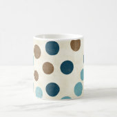  oude retro blauw bruine polka stippen koffiemok (Center)