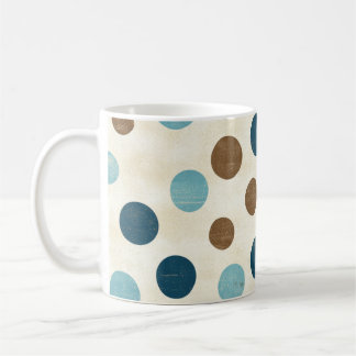 oude retro blauw bruine polka stippen koffiemok