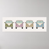 Oude Retro Camper Vans Bussen Poster (Voorkant)