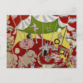 Oude Retro Circus Dieren Ring Thema Ansichtkaart Briefkaart