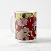 Oude Retro Circus Dieren Ring Thema Koffiemok (Voorkant links)