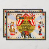 Oude Retro Circus Verjaardagsfeestje Kaart (Voorkant / Achterkant)