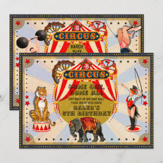 Oude Retro Circus Verjaardagsfeestje Kaart